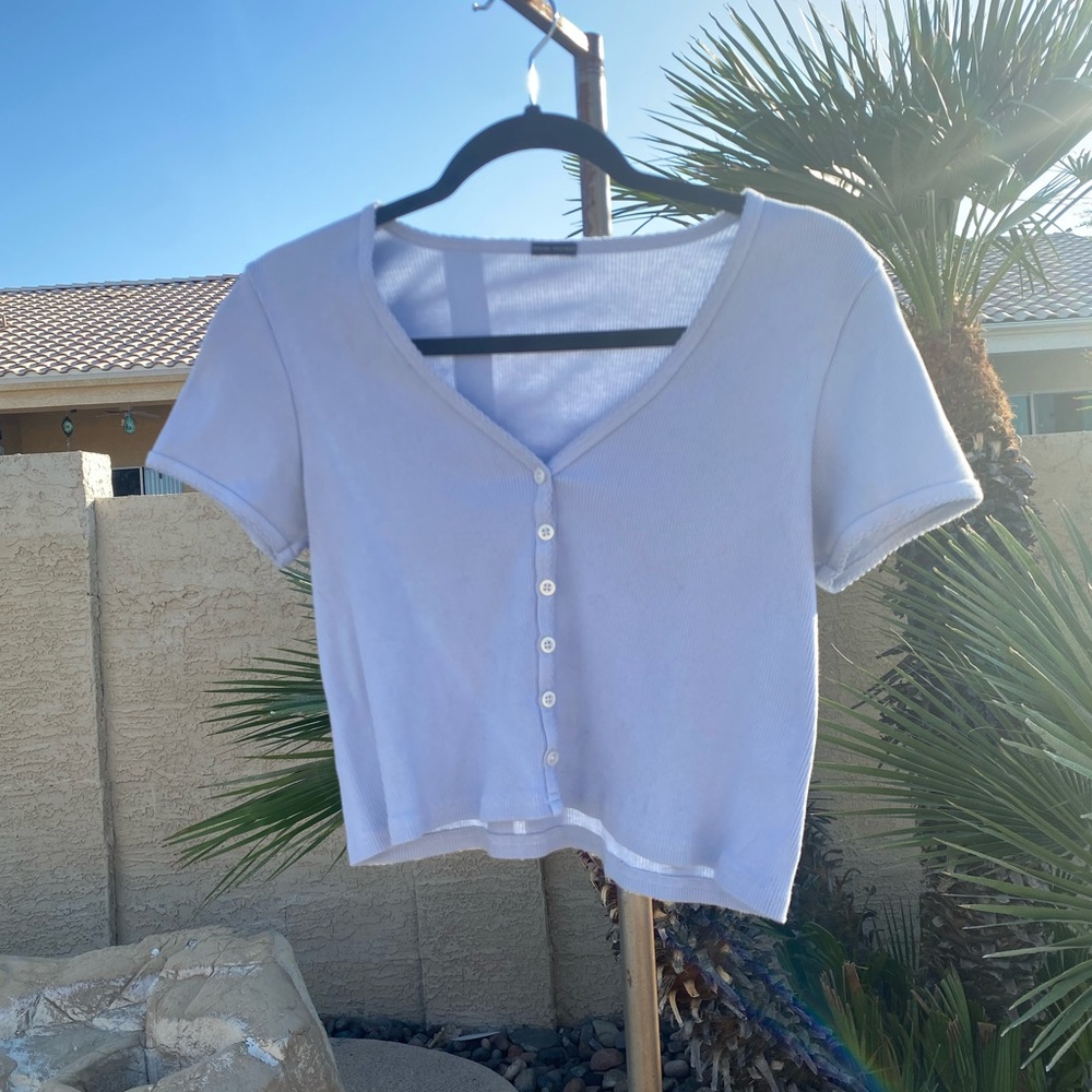 🍓 Brandy Melville Zelly Scalloped Trim Crop Top OS 🍓